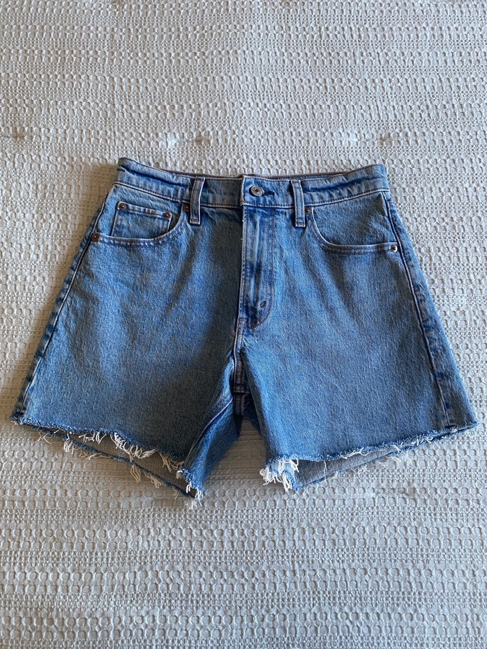 Abercrombie & Fitch The Dad Short High Rise size 26 2 Cotton Denim Medium Blue